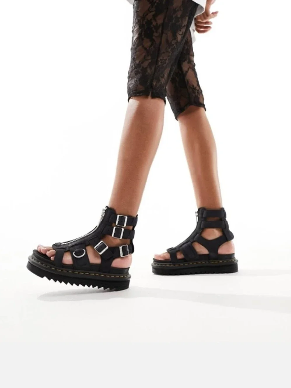 Dr Martens Black Olson Gladiator Platform Sandals NEW
